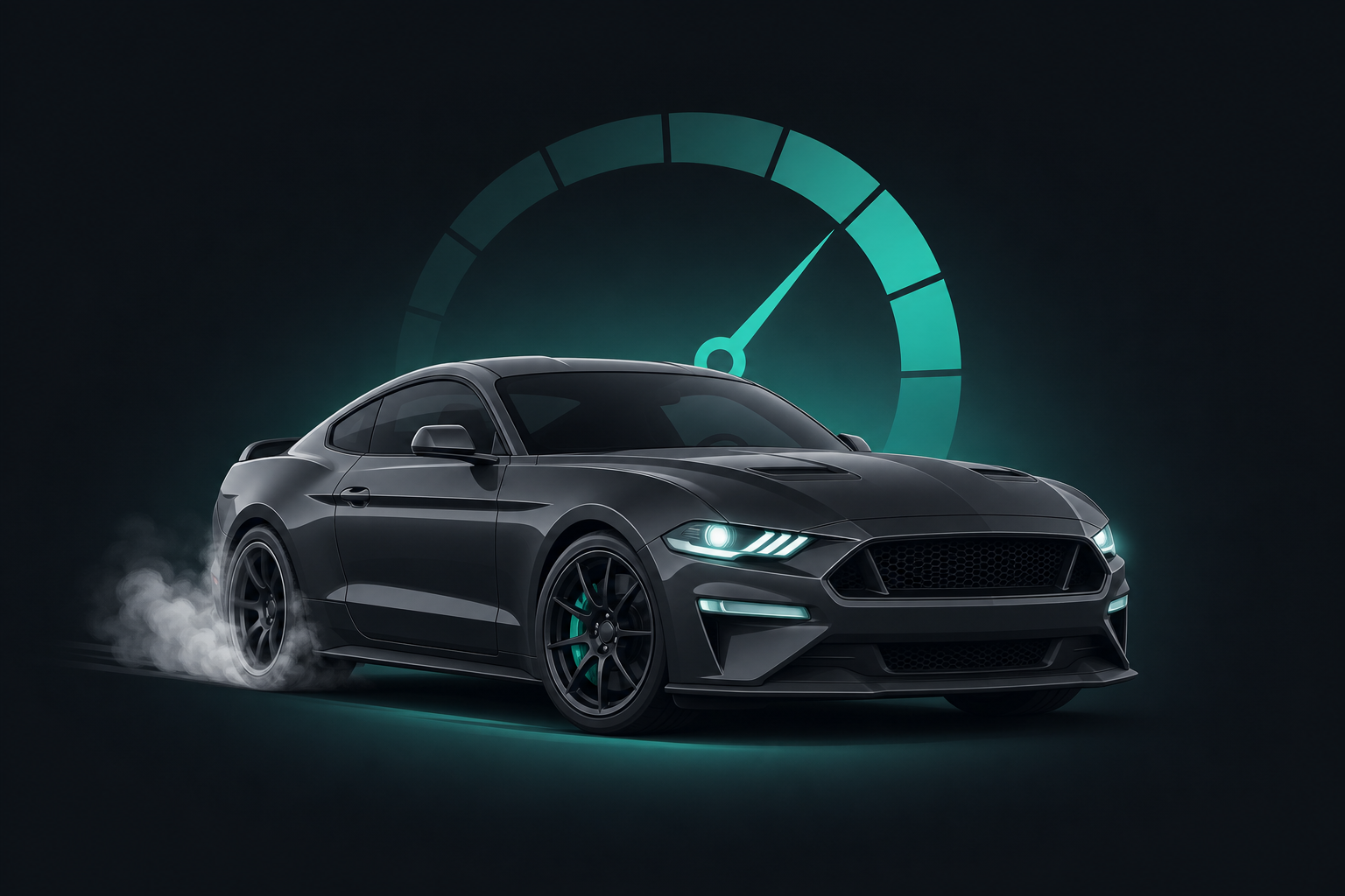 Illustration of a car with a little smoke at the tyres.